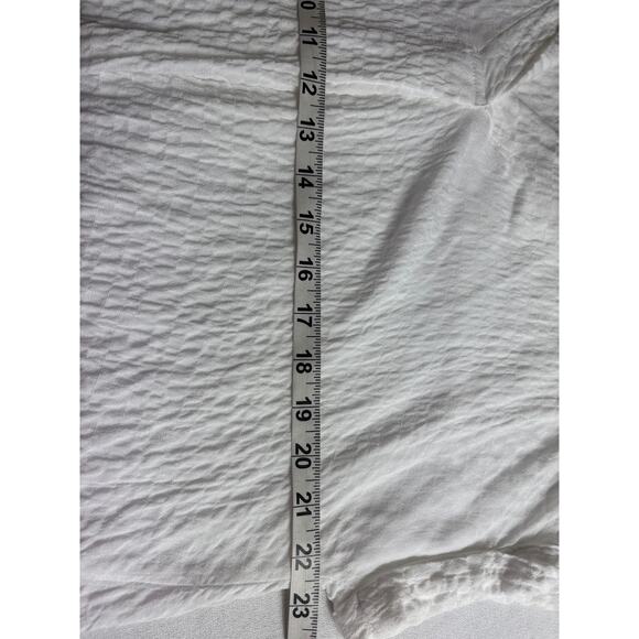 Jane & Delancey Women's Short Sleeve Tunic Top Large White Crinkle High Low Boho - Picture 5 of 6